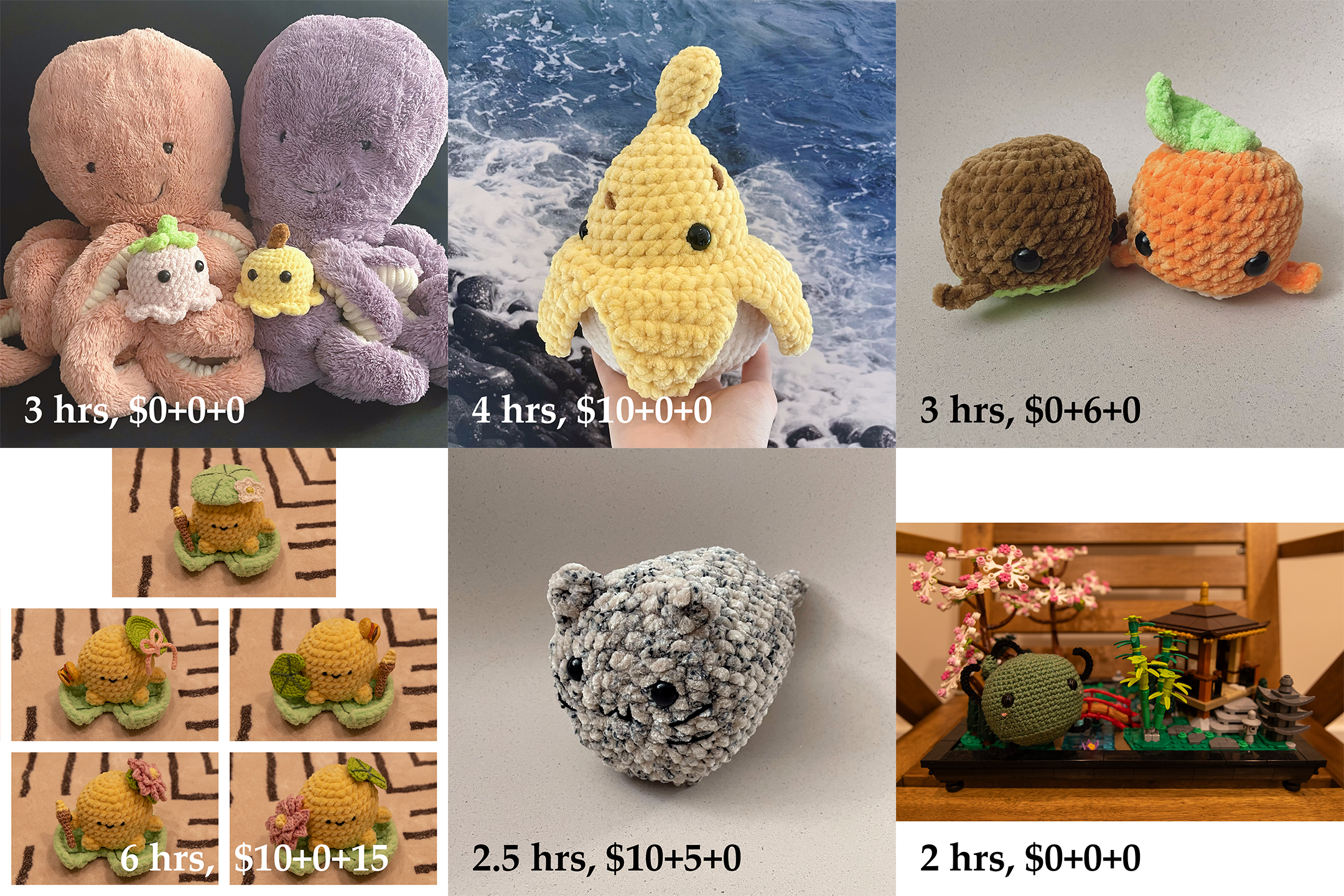 various crochet plushies